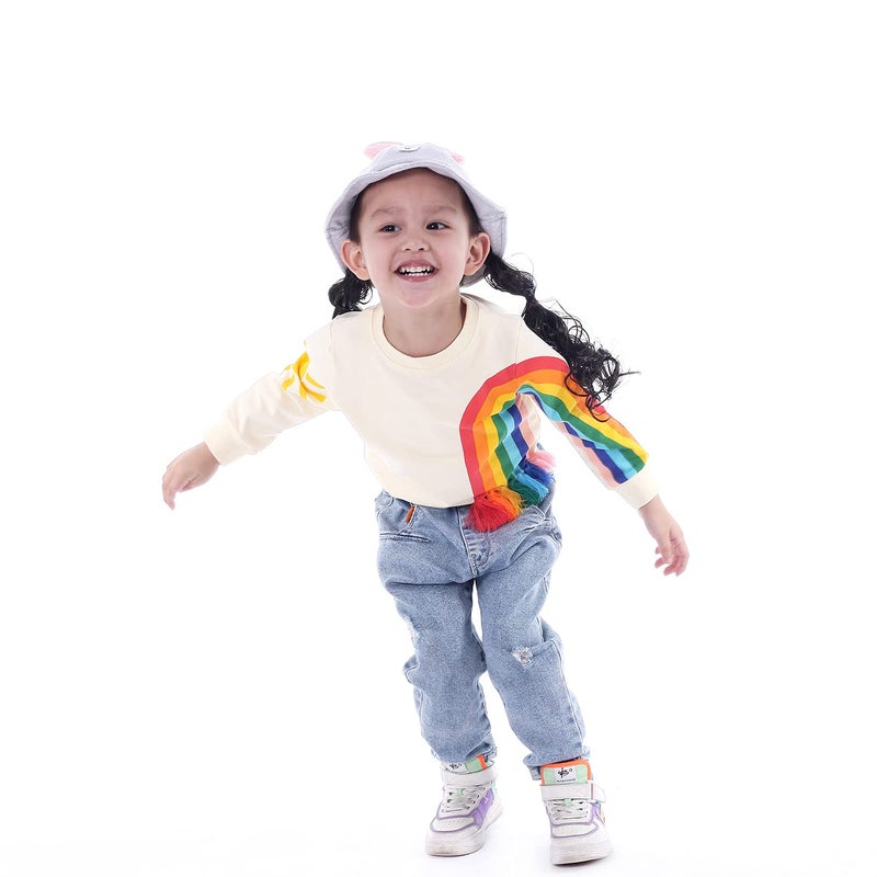 BINIDUCKLING Little Kids Crew Neck Rainbow Sweatshirt Girls 4T - Image 4